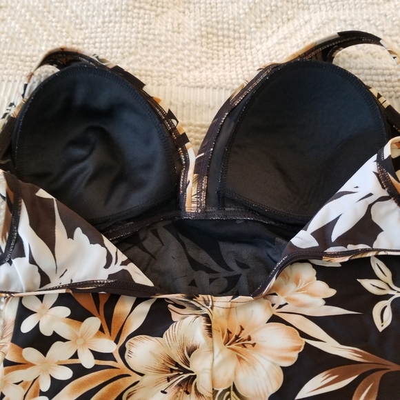 BIKINI BAY 1 Piece Ruched Brown/Black Swimsuit - Picture 6 of 10